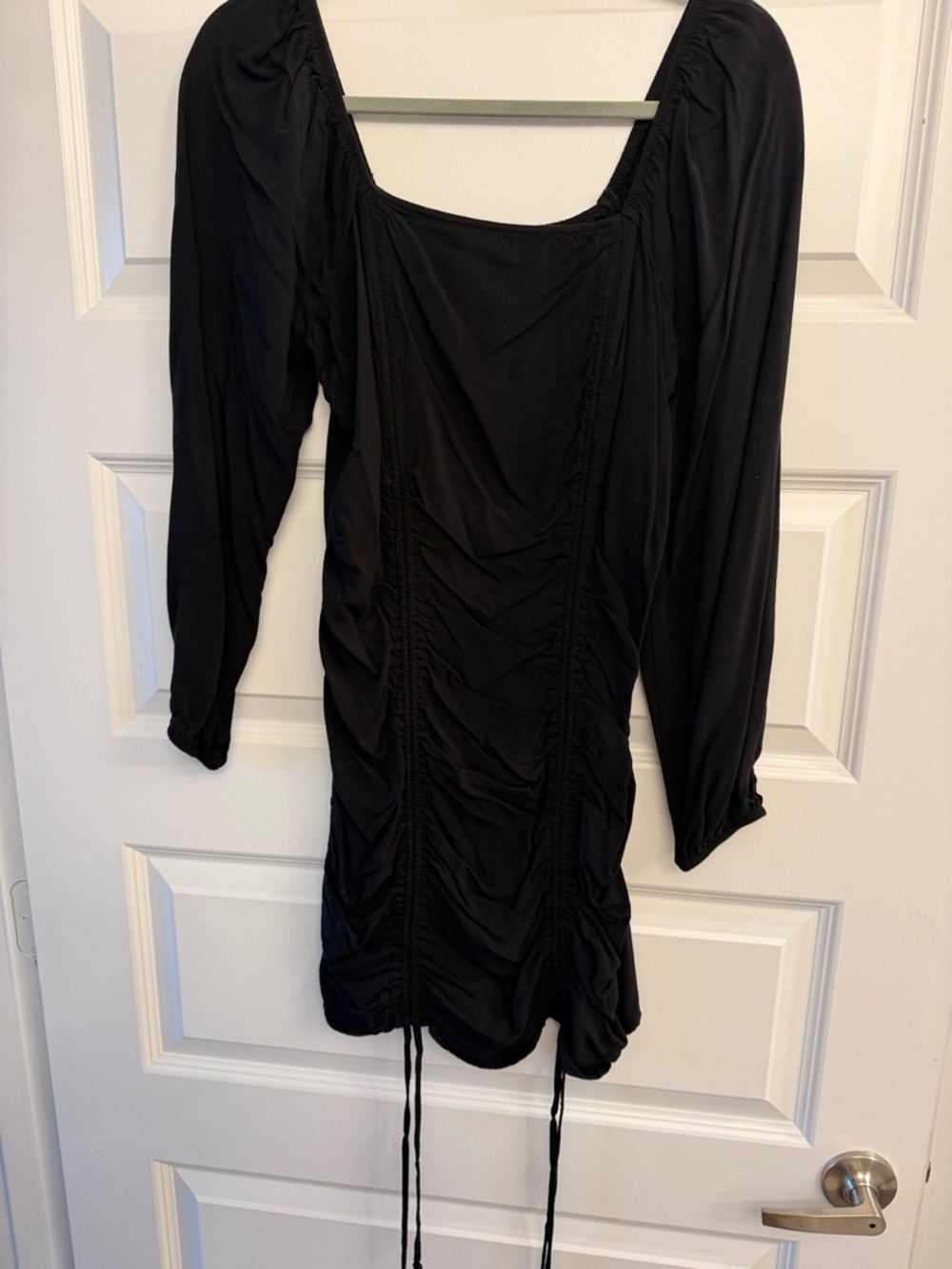 wild fable Black Ruched Long-Sleeve Mini Dress